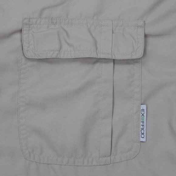 Exofficio Insect Shield Shirt Mens 2XL XXL Tan Vented Snap Button Long Sleeve - Picture 6 of 14